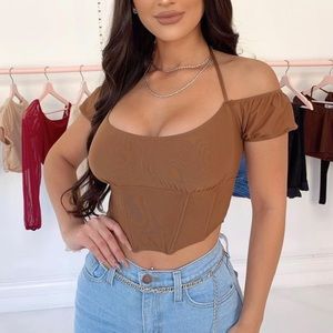 Brown corset halter top💞🤎